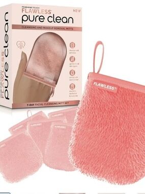 Flawless Pure Clean Cleansing & Makeup Removal Mitts - Pink